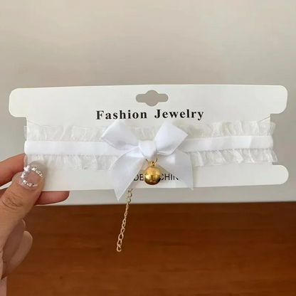 Sweet Bell Ruffle Lace Choker Necklace