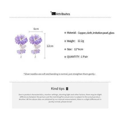 Lavender Dreams Flower Petal Crystal Dangle Earrings