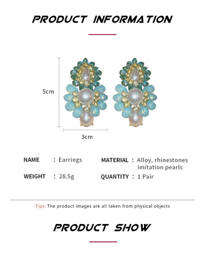 Opulent Pearl & Crystal Cluster Statement Earrings