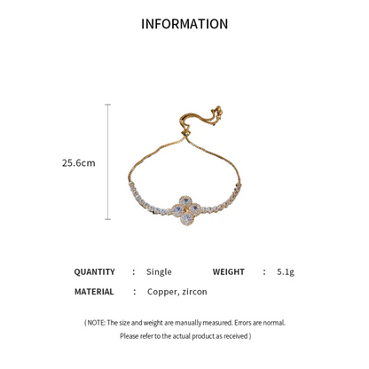 Lucky Clover Crystal Adjustable Slider Bracelet 2 Pieces