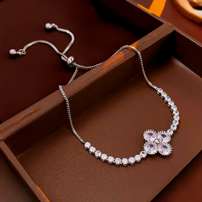 Lucky Clover Crystal Adjustable Slider Bracelet 2 Pieces