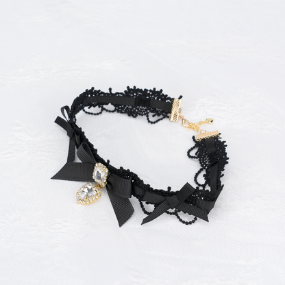 Victorian Romance Lace & Pearl Heart Charm Necklace Set