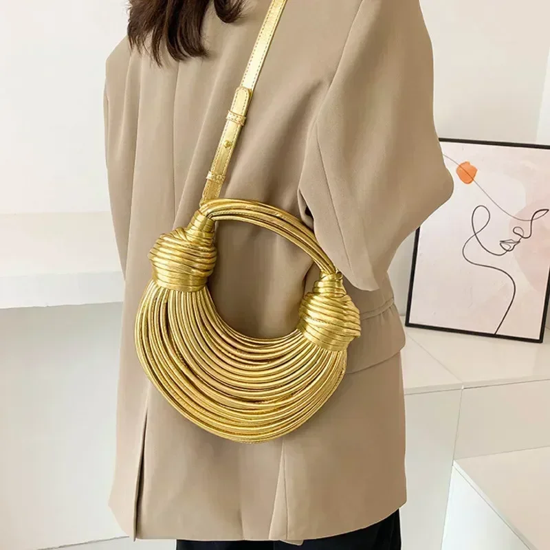 Chic Handwoven Rope Knotted Hobo Bag