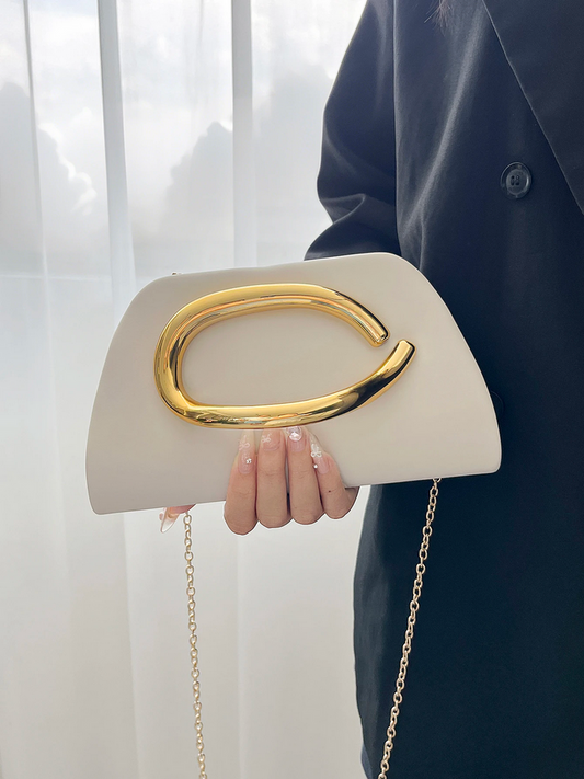 Women’s Fashion Box Clutch with Gold Buckle