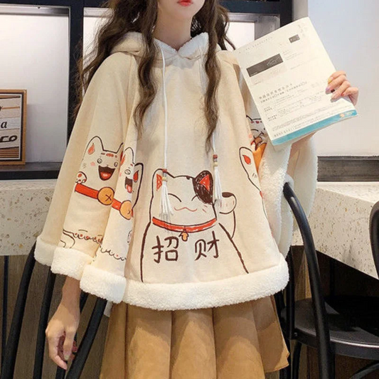 Kawaii Cat Ear Hoodie Jacket Oversized Y2K Cute Women’s Coat
