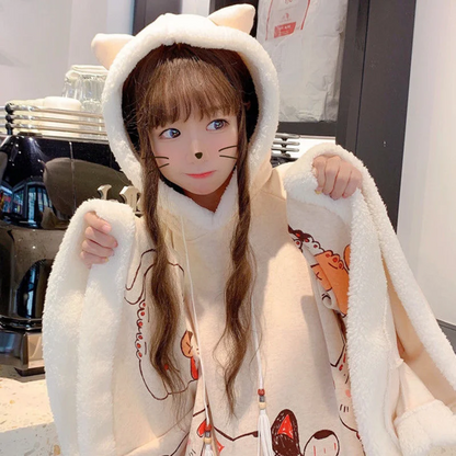 Kawaii Cat Ear Hoodie Jacket Oversized Y2K Cute Women’s Coat