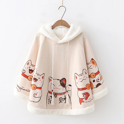 Kawaii Cat Ear Hoodie Jacket Oversized Y2K Cute Women’s Coat