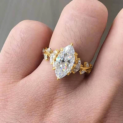 Chic Gold Marquise Cut Zirconia Ring