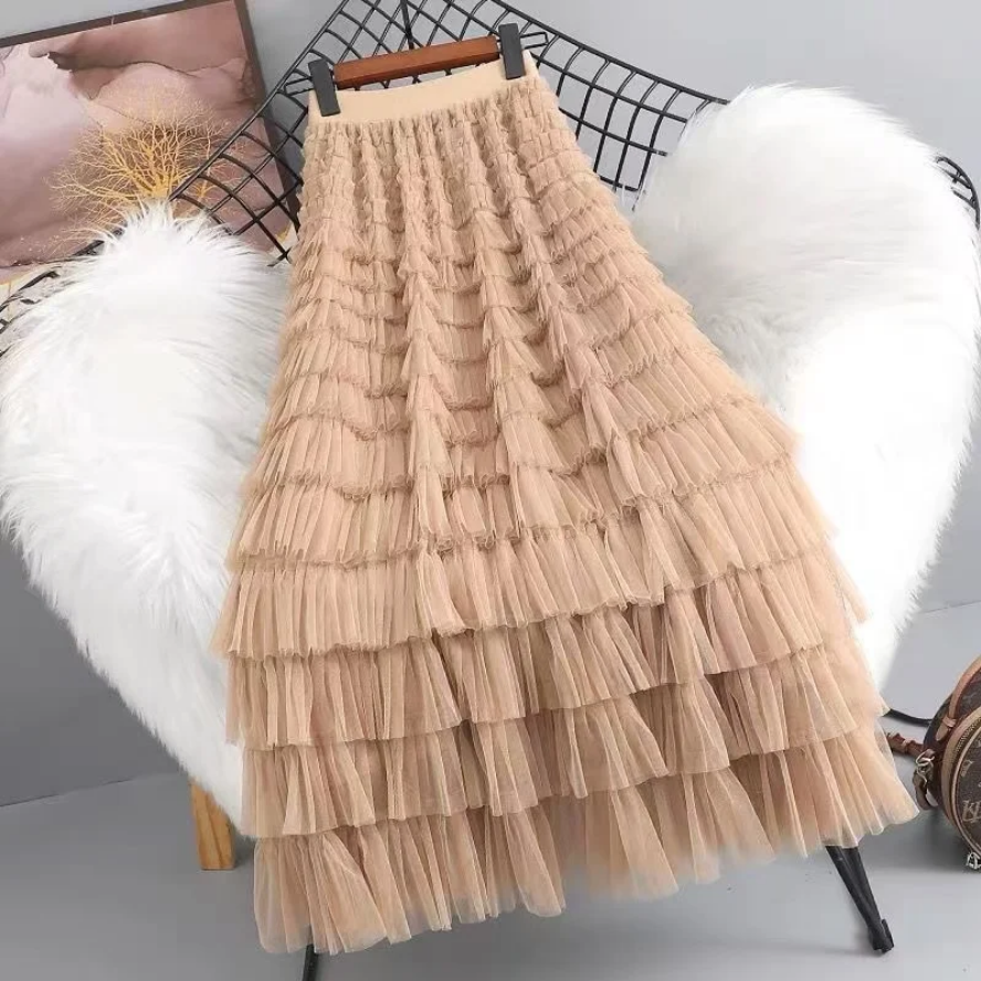 High Waist Mesh Tulle Skirt for Women