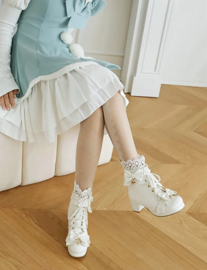 Cute Bow Chunky Heel Ankle Boots