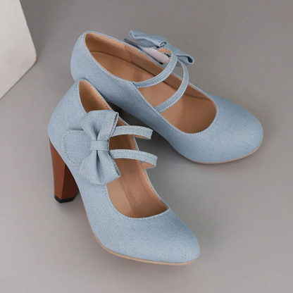 Fashion Denim Platform Mary Jane Heels