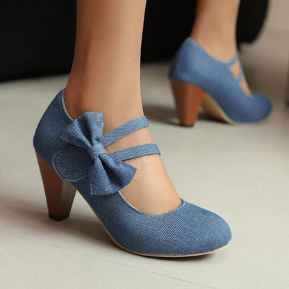 Fashion Denim Platform Mary Jane Heels