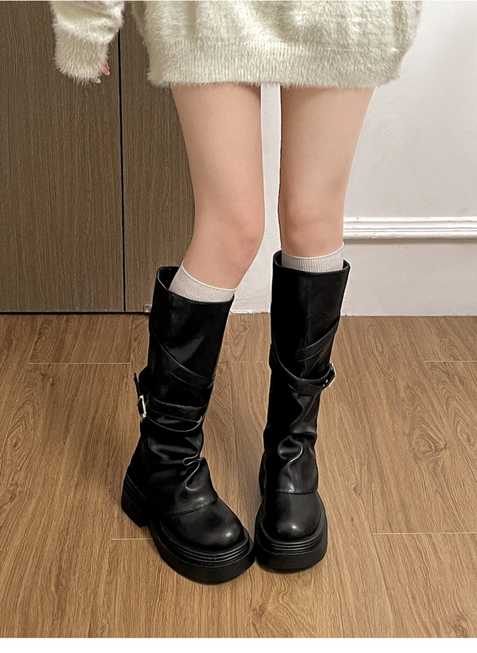 Fashion Slip-On Knee High Boots Women