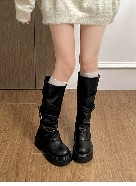 Fashion Slip-On Knee High Boots Women