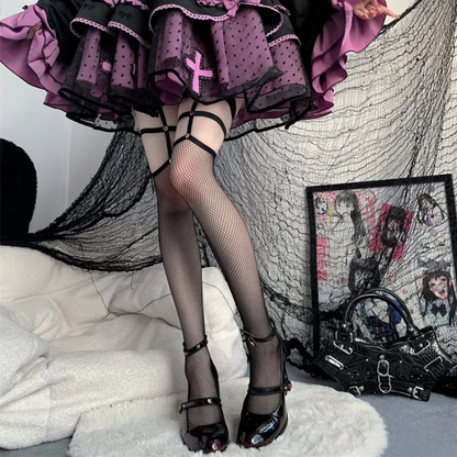 Punk Gothic High Heel Pumps - Rose Heeled Leather Lolita Shoes for Women