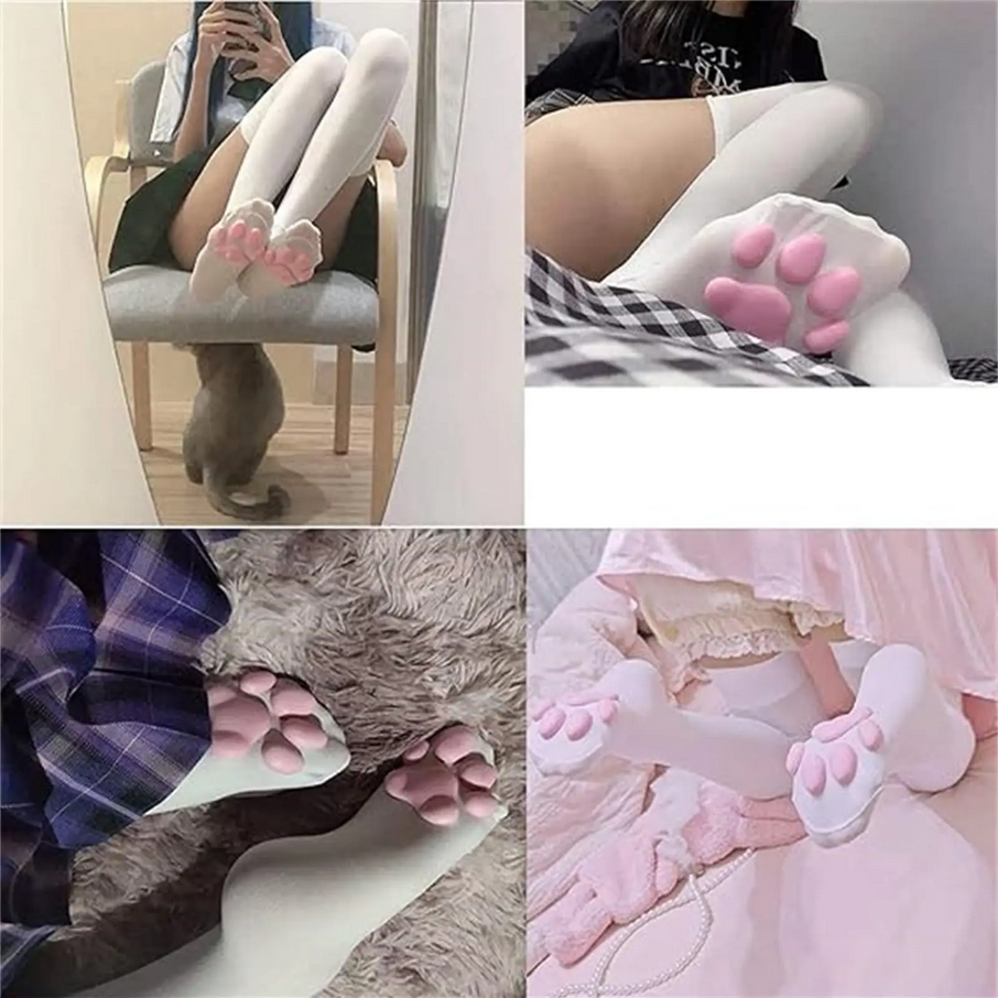 3D Cat Paw Knee High Socks Cute Design Socks (1 Pair)