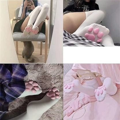 3D Cat Paw Knee High Socks Cute Design Socks (1 Pair)