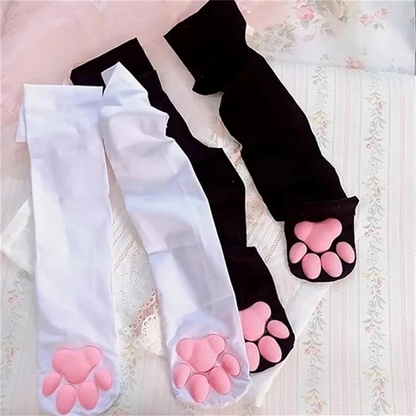 3D Cat Paw Knee High Socks Cute Design Socks (1 Pair)