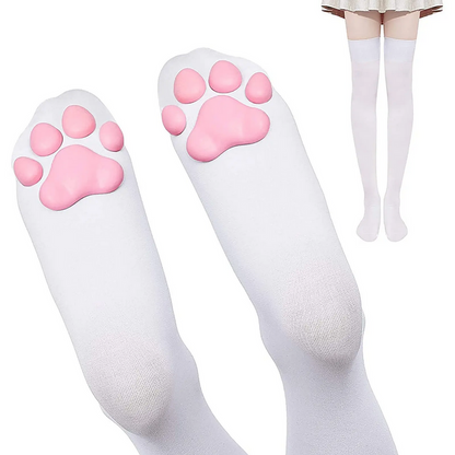 3D Cat Paw Knee High Socks Cute Design Socks (1 Pair)