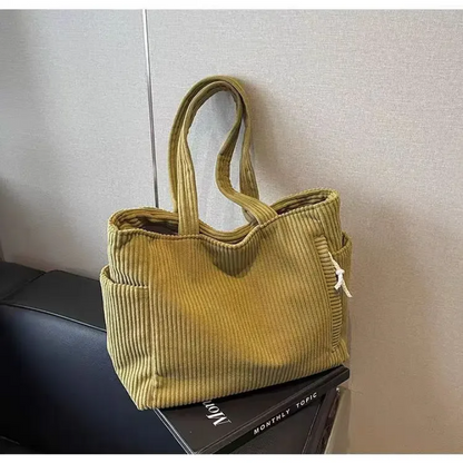Corduroy Daily Handbag - Fashionable Versatile Shoulder Bag for Women