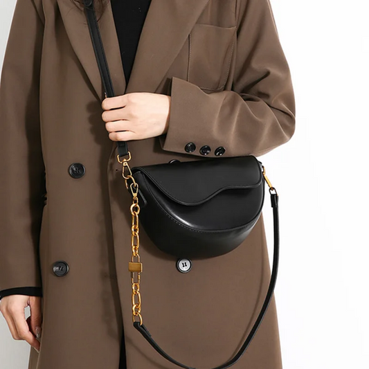 Women Vintage Saddle Bag  Solid Color Classic Crossbody Handbag