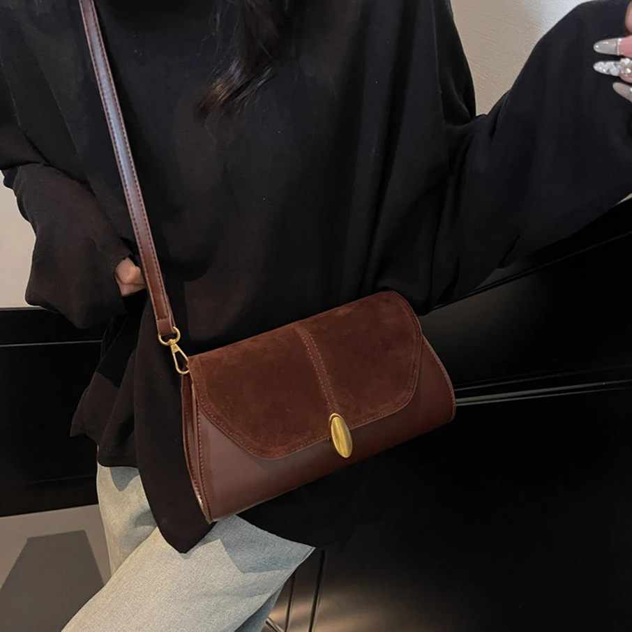 Fashion PU Shoulder Bag Stylish Vintage Crossbody Bag with Adjustable Strap