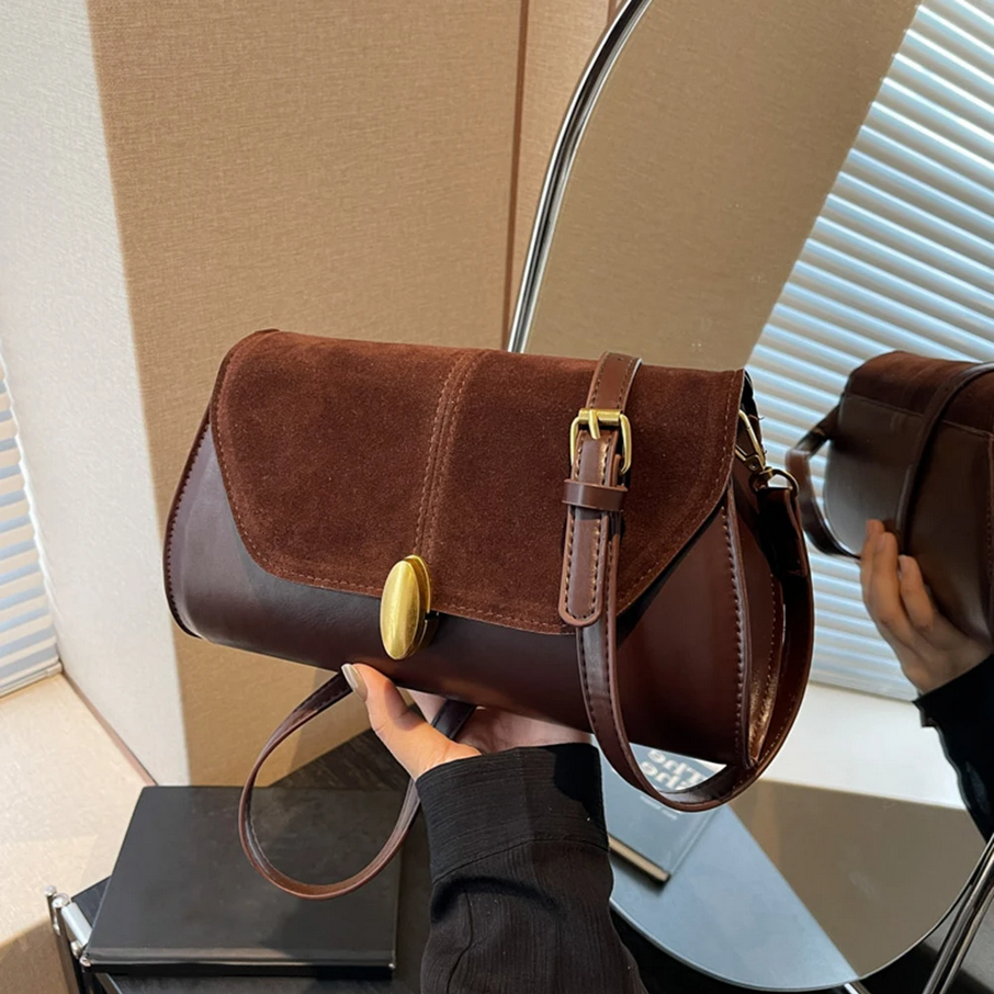 Fashion PU Shoulder Bag Stylish Vintage Crossbody Bag with Adjustable Strap