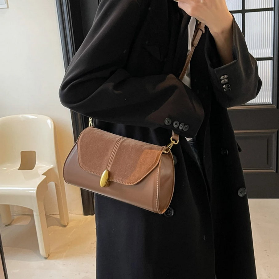 Fashion PU Shoulder Bag Stylish Vintage Crossbody Bag with Adjustable Strap