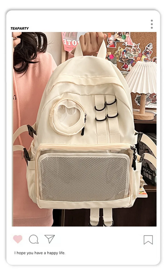 Itabag Kawaii Backpack Transparent Love Heart JK Backpack for Women
