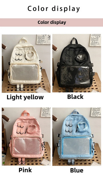 Itabag Kawaii Backpack Transparent Love Heart JK Backpack for Women
