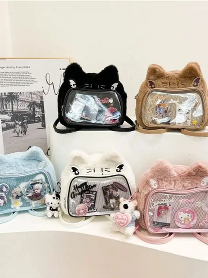 Cute Cat Plush Crossbody Bag