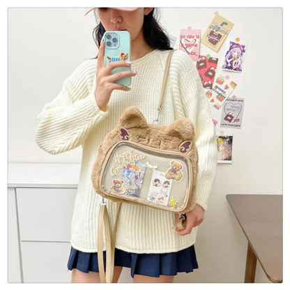 Cute Cat Plush Crossbody Bag