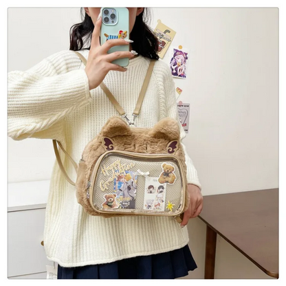 Cute Cat Plush Crossbody Bag