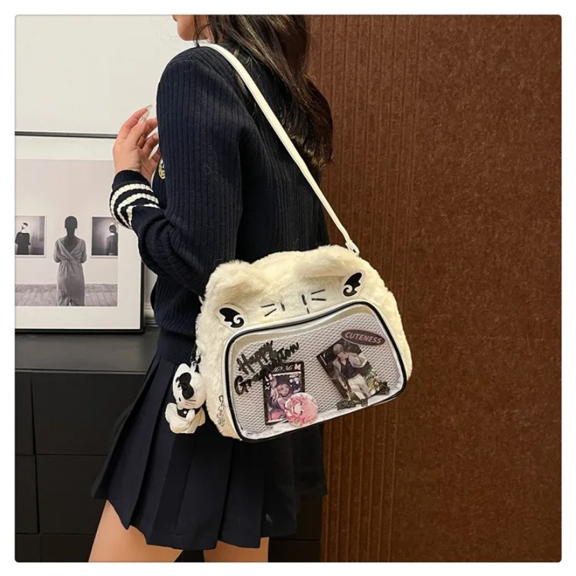 Cute Cat Plush Crossbody Bag