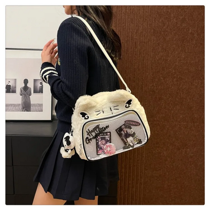 Cute Cat Plush Crossbody Bag