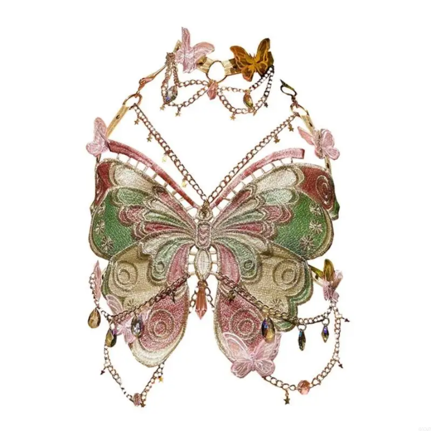 Butterfly Embroidery Chain Backless Camisole