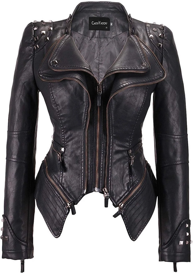 Black Studded Faux Leather Jacket