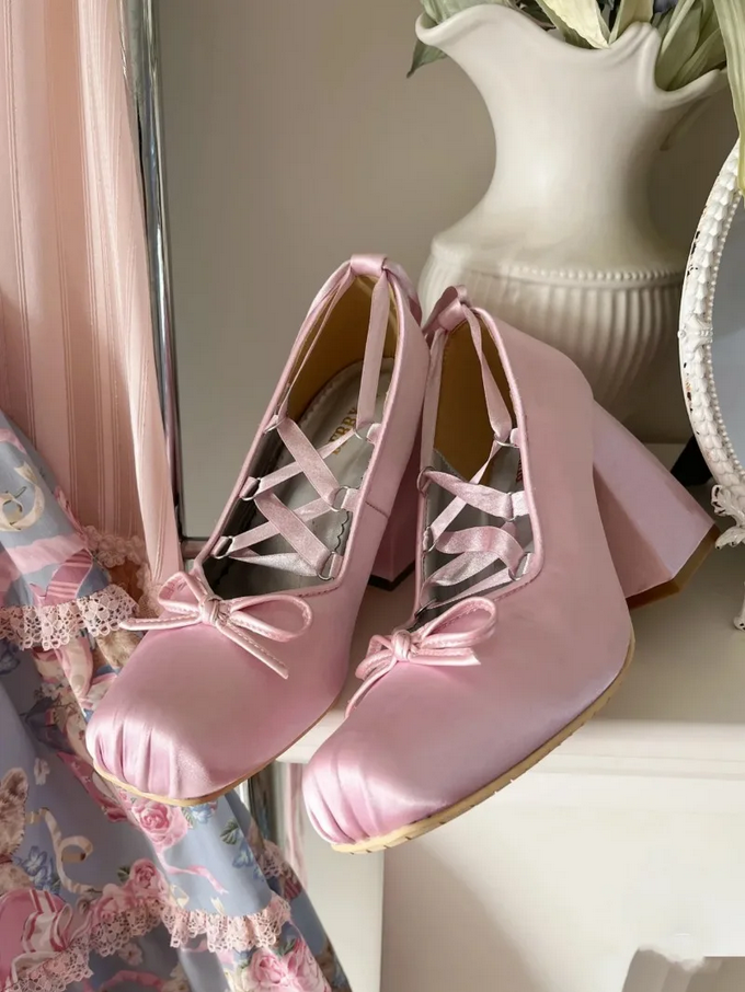Sweet Kawaii Ballet-Inspired Ribbon Lace-Up Platform Shoes