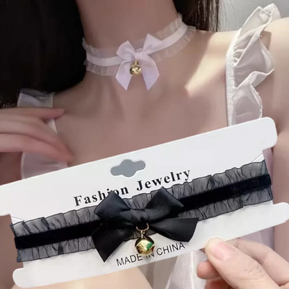Sweet Bell Ruffle Lace Choker Necklace
