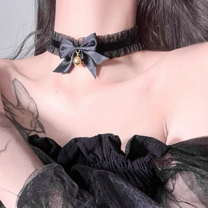 Sweet Bell Ruffle Lace Choker Necklace