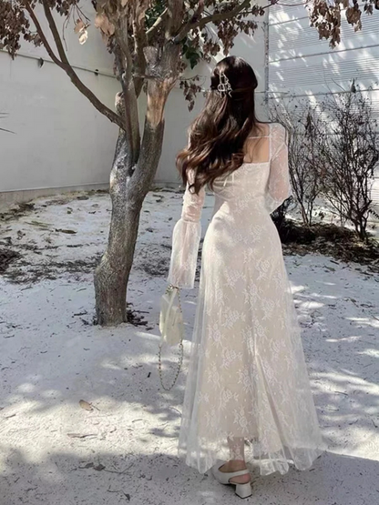 Women Luxury Vintage Bodycon Lace Dress