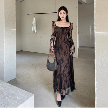 Women Luxury Vintage Bodycon Lace Dress