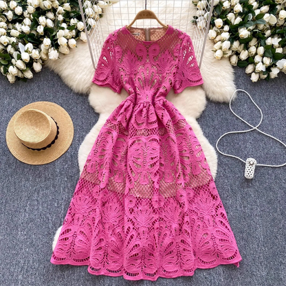 Summer Embroidery Lace Party Dress
