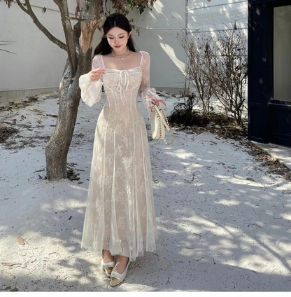 Women Luxury Vintage Bodycon Lace Dress