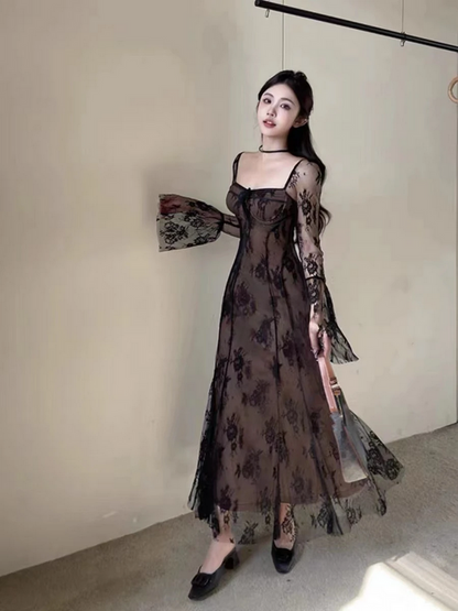 Women Luxury Vintage Bodycon Lace Dress