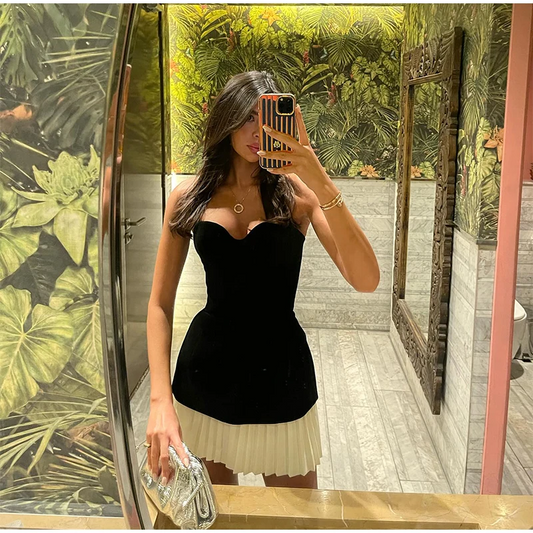 Elegant Velvet Strapless Mini Dress For Women